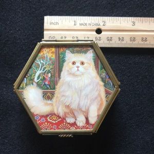 Glass Trinket box with cat picture by Via Vermont